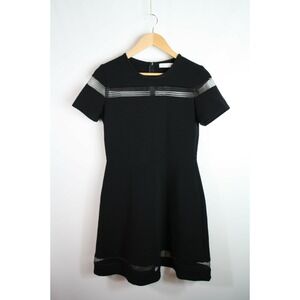 Sandro Dress 3 L Black Fit and Flare Short Sleeved Sheer Panels
